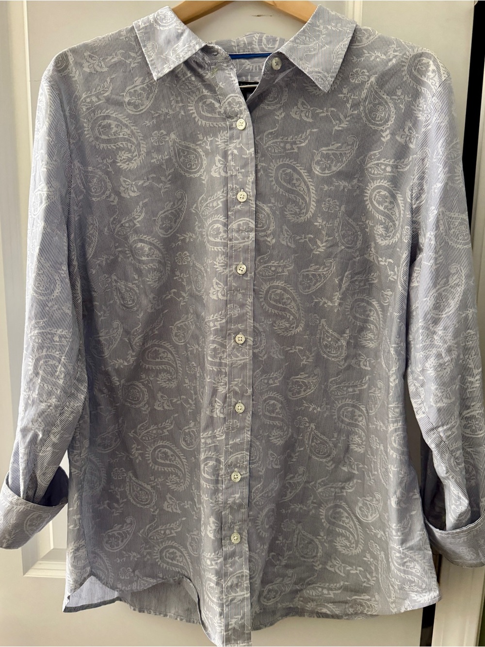 Talbots 2x Western Paisley Blue Button-Up Shirt